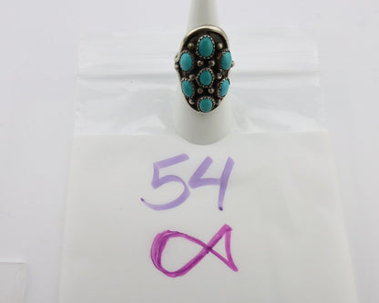 Zuni Ring 925 Silver Sleeping Beauty Turquoise Signed VM C.80's