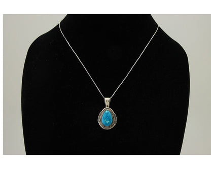 Navajo Necklace 925 Silver Natural Turquoise Artist Signed Mike Begay C.80's