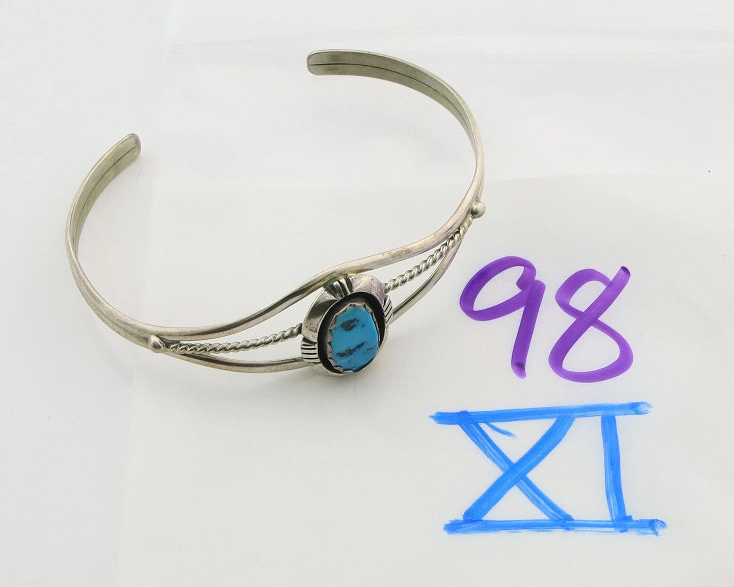 Navajo Cuff Bracelet Sterling Silver Natural Turquoise Native Vintage