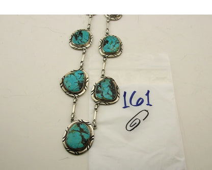 Navajo Necklace Sterling Silver Turquoise Vintage Signed M Montoya