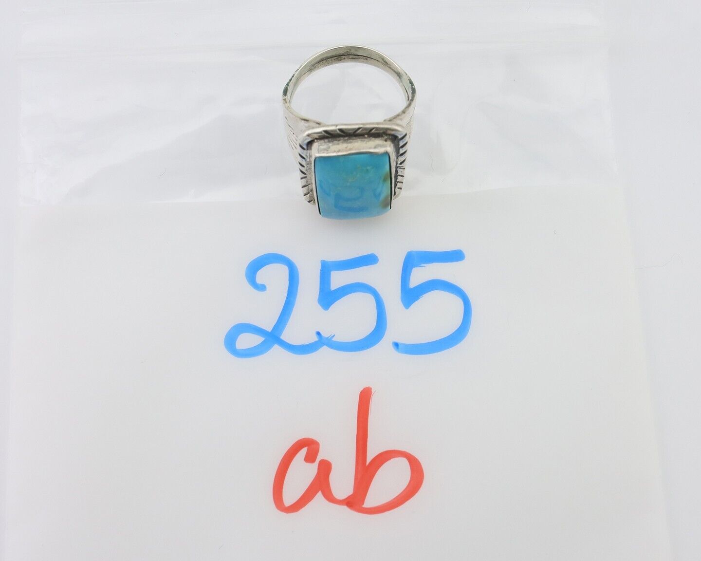 Navajo Ring 925 Silver Natural Blue Turquoise Native American Artist C.80's