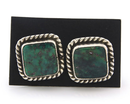 Navajo Cufflinks 925 Silver Native American Artist Natural Turquoise C.80's