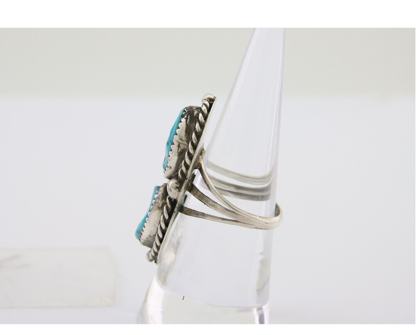 Navajo Ring 925 Silver Natural Turquoise Artist Signed Rob T Kelly C.80's