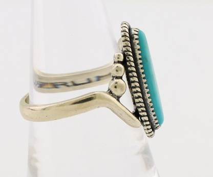 Navajo Ring 925 Silver Natural Kingman Turquoise Signed Wheeler MFG C.80's