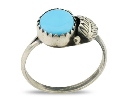 Navajo Ring 925 Silver Sleeping Beauty Turquoise Native American Artist C.80's