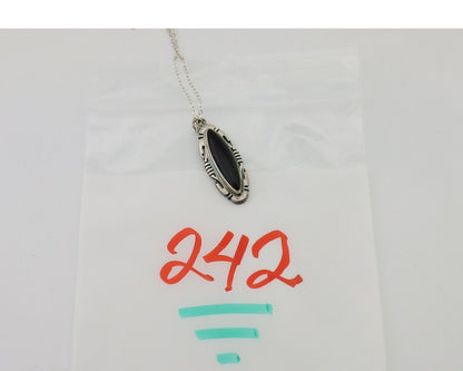 Navajo Necklace 925 Silver Black Onyx Artist Signed SC & O C.80's