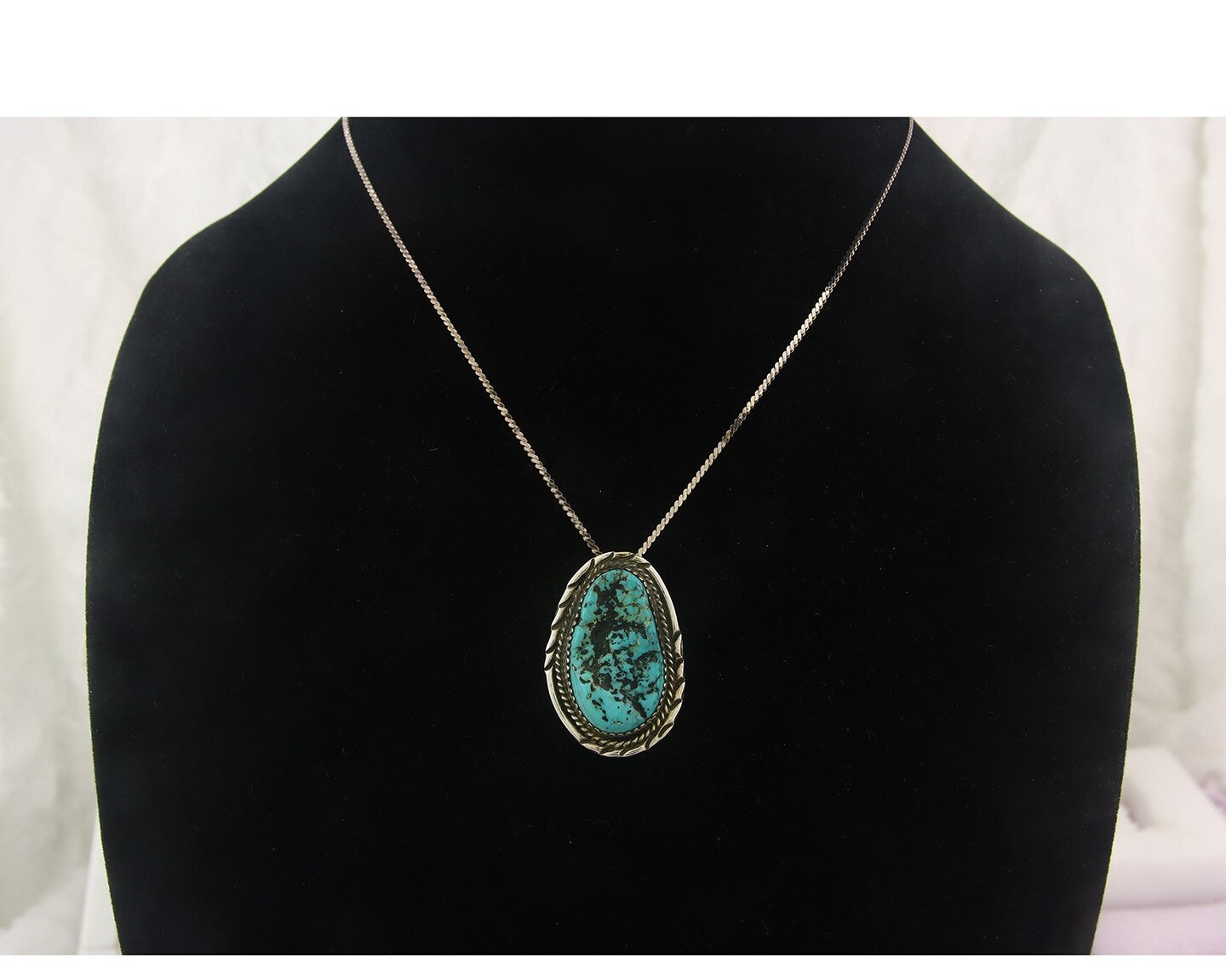 Navajo Sterling silver Necklace Turquosie Authentic Vintage Native American