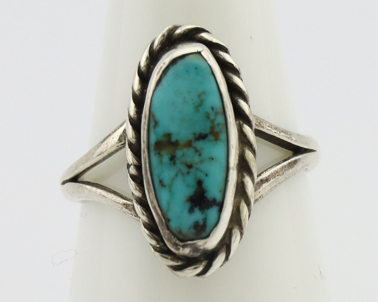 Navajo Ring 925 Silver Kingman Turquoise Native American Artist C.80's