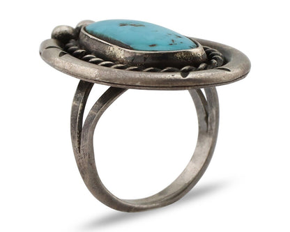 Navajo Ring 925 Silver Blue Turquoise Native American Artist C.80's