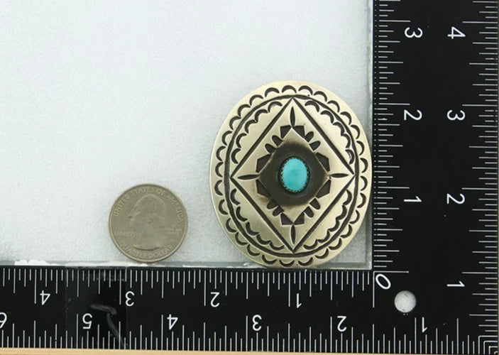 Navajo Concho Pin Pendant Sterling Silver Turquoise Vintage Handmade