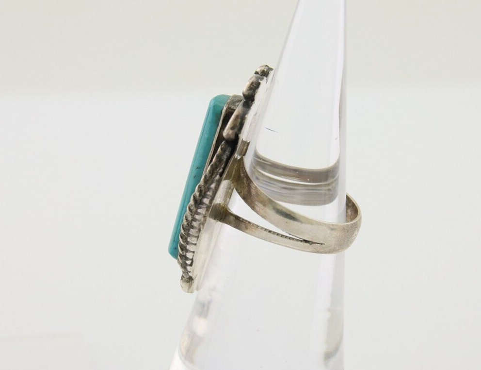 Navajo Handmade Ring 925 Silver Natural Turquoise Native Artist C.80's