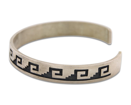 Vintage Hopi Bracelet 925 Silver Signed M & Animal Paw Authentic Traditional