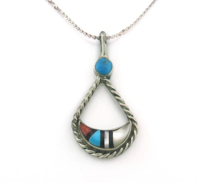 Navajo Necklace Sterling Silver Natural Blue Turquoise Vintage