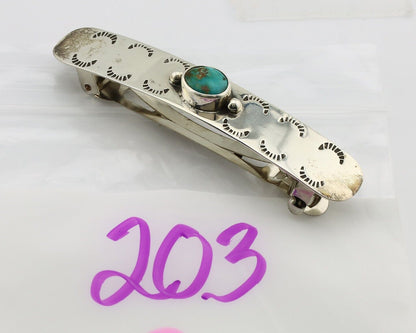 Women Navajo Hair Clip Barrette 925 Silver Hand Stamped Native American Artist