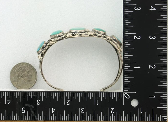 Men Navajo Cuff Bracelet Sterling Silver Turquoise Vintage Signed C Montoya
