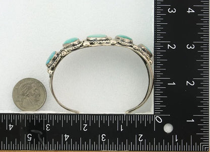 Men Navajo Cuff Bracelet Sterling Silver Turquoise Vintage Signed C Montoya