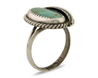 Navajo Ring 925 Sterling Silver Blue Turquoise Artist Signed IJC C.80's