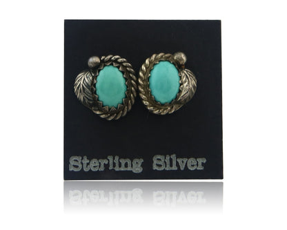 Navajo Earrings Sterling Silver Turquoise Vintage Stud Handmade
