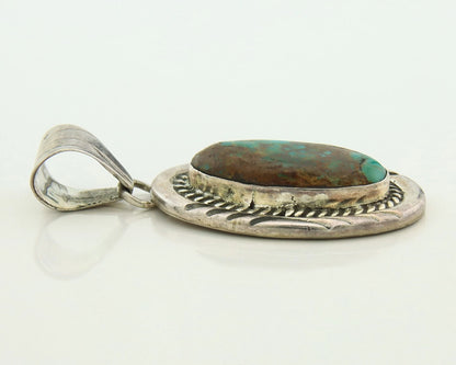 Navajo Pendant 925 Sterling Silver Natural Turquoise Vintage Artist Signed JP