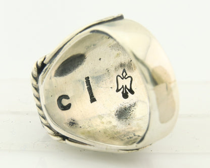 Vintage Navajo Ring 925 Sterling Natural Gemstone Signed C Montoya Size 11