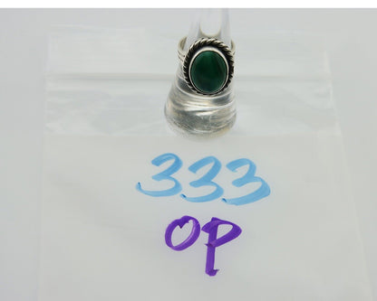 Navajo Ring 925 Silver Natural Malachite Native American Artist C.80's