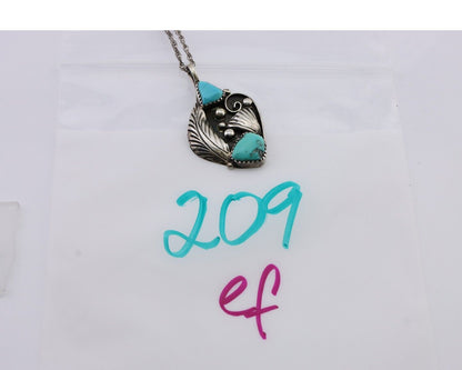 Navajo Turquoise Handmade Necklace 925 Silver Artist Signed PM C.80s