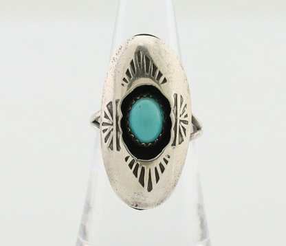 Navajo Ring 925 Silver Natural Blue Turquoise Native American Artist C.80's