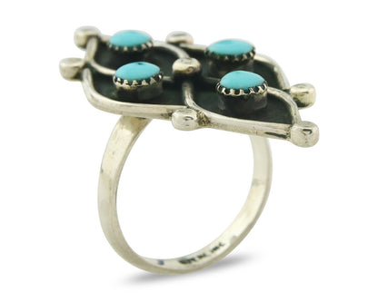 Vintage Zuni Ring 925 Sterling Authentic Natural Turquoise Native Artist Sz 6.75