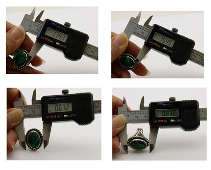 Navajo Ring 925 Silver Natural Malachite Native American Artist C.80's