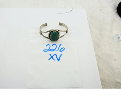 Navajo Cuff Bracelet Sterling Silver Turquoise Vintage Artist Signed Sun
