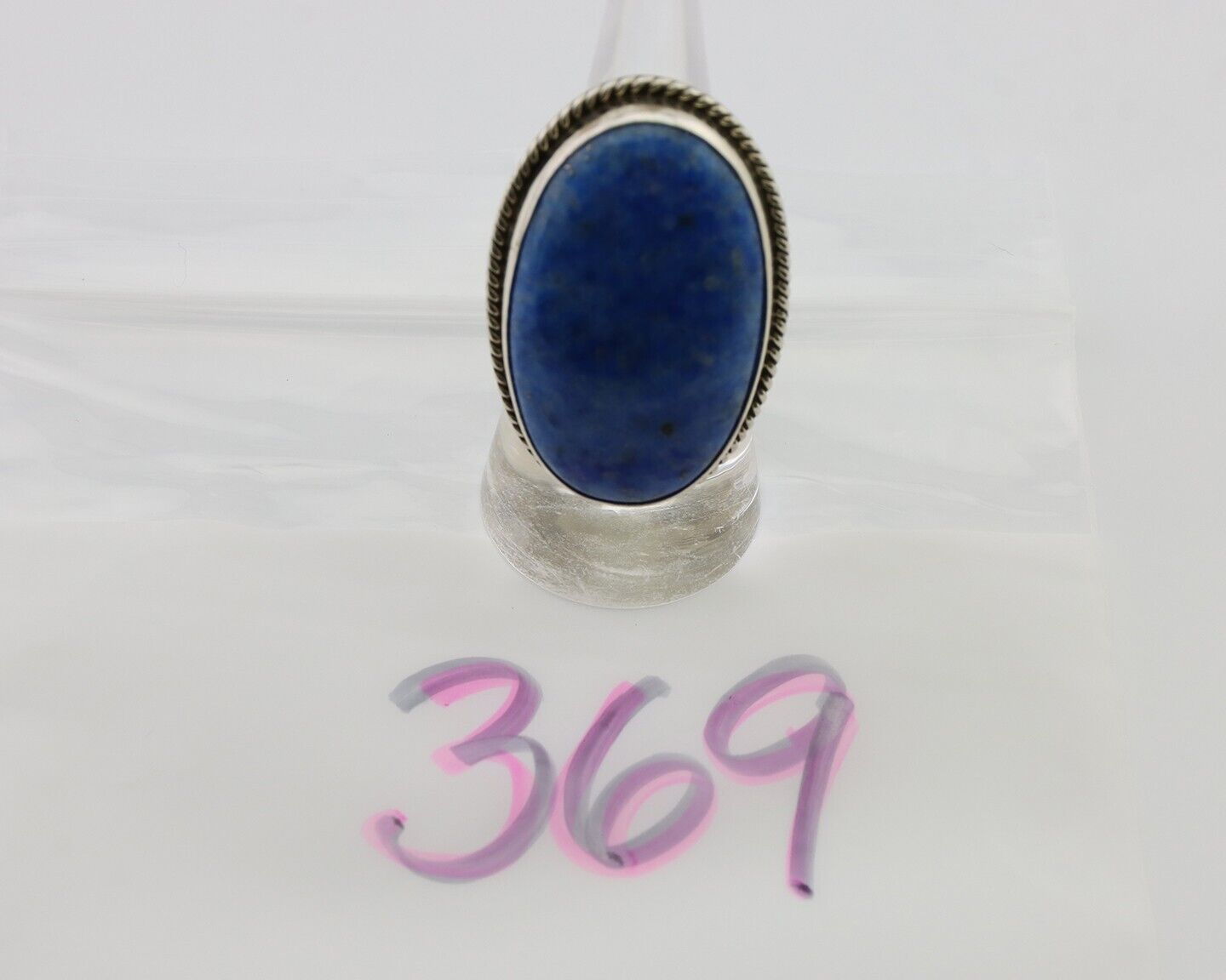 Navajo Handmade Ring 925 Silver Blue Denim Lapis Native Artist C.80's