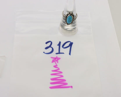 Navajo Ring 925 Silver Sleeping Beauty Turquoise Artist Signed SC C.80's
