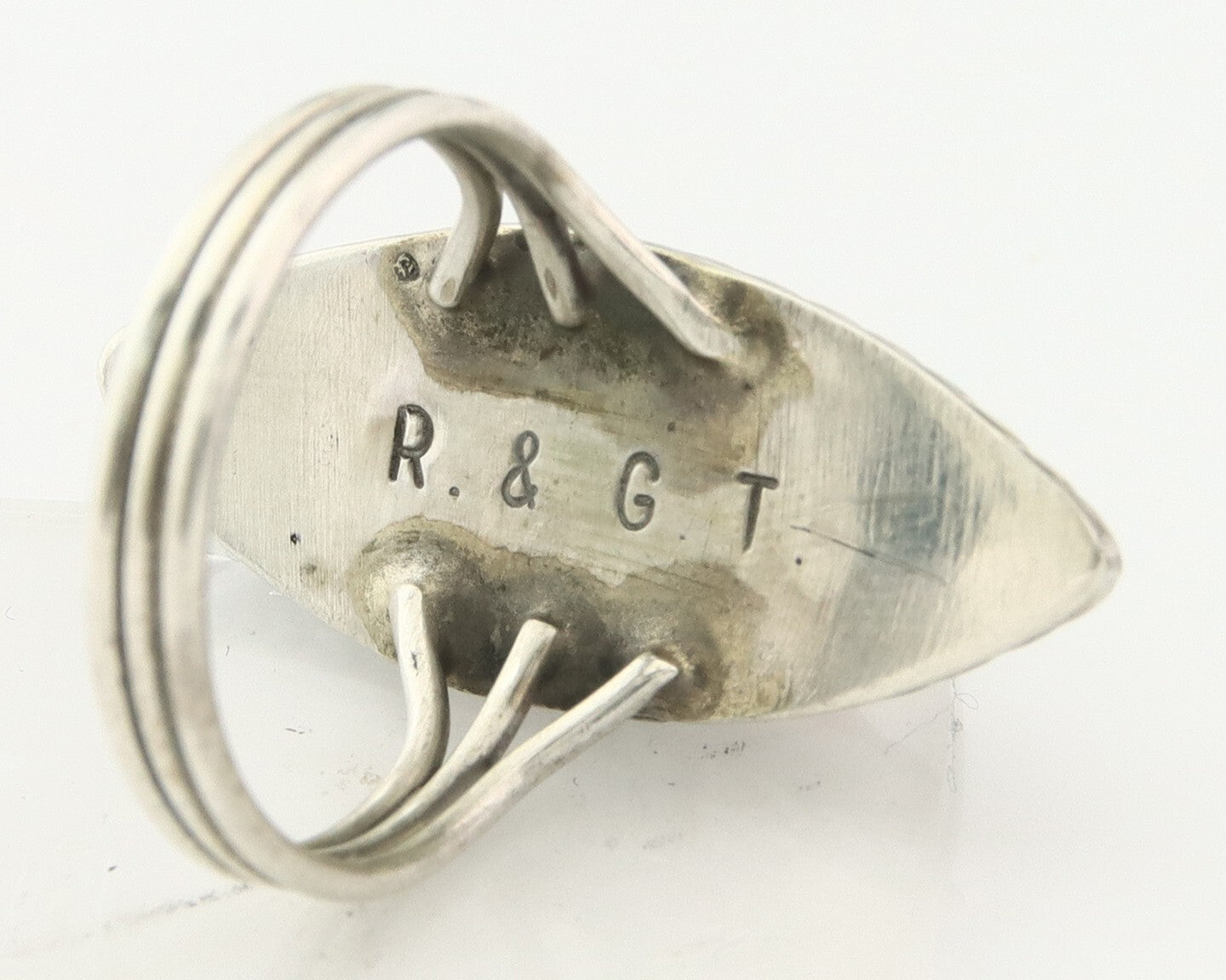 Vintage Zuni Ring 925 Sterling Silver Natural Gemstone Signed R & GT Size 6.0