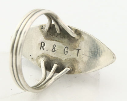 Vintage Zuni Ring 925 Sterling Silver Natural Gemstone Signed R & GT Size 6.0