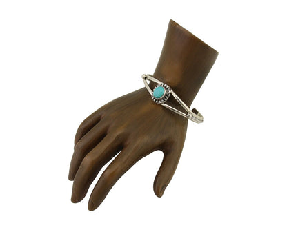 Navajo Bracelet 925 Silver Blue Turquoise Artist Signed Gecko C.80's