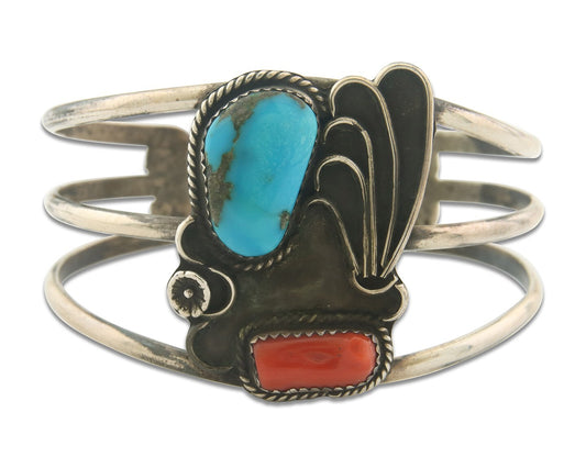 Vintage Navajo Bracelet 925 Silver Handmade Authentic Gemstone Traditional