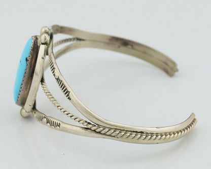 Navajo Bracelet 925 Silver Sleeping Beauty Turquoise Artist Signed SC C.80's