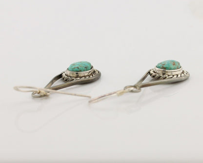 Navajo Earrings 925 Silver Natural Blue Turquoise Native American Artist C.80s