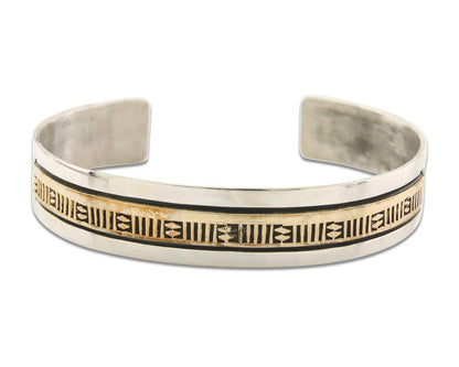 Navajo Bracelet 925 Silver & 12K Gold Cuff Artist Signed Randall Endito C.80's