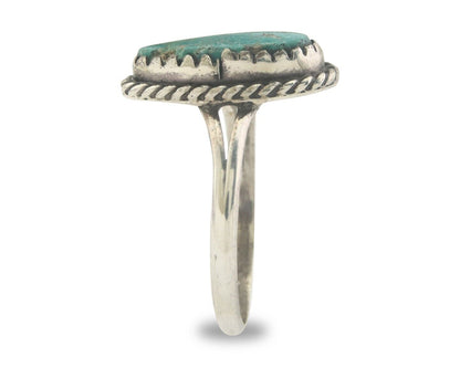 Navajo Ring 925 Sterling Natural Turquoise Native Artist C.80's Size 8.25