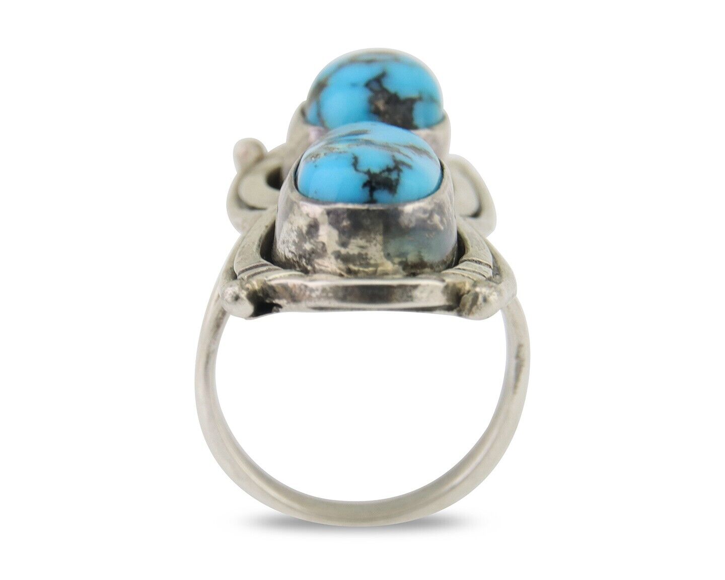 Navajo Ring 925 Silver Natural Blue Turquoise Native American Artist C.80's