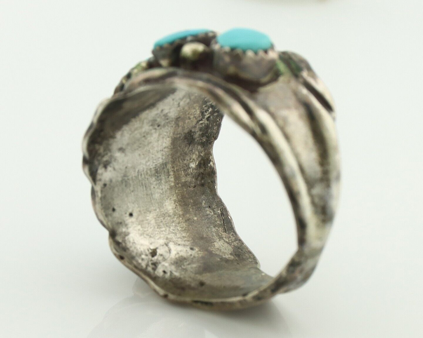 Zuni Ring .925 Silver Natural Sleeping Beauty Turquoise Native Artist C.80's