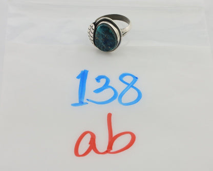 Navajo Ring 925 Silver Natural Blue Turquoise Native Artist Signed G.C. 01 C.80s