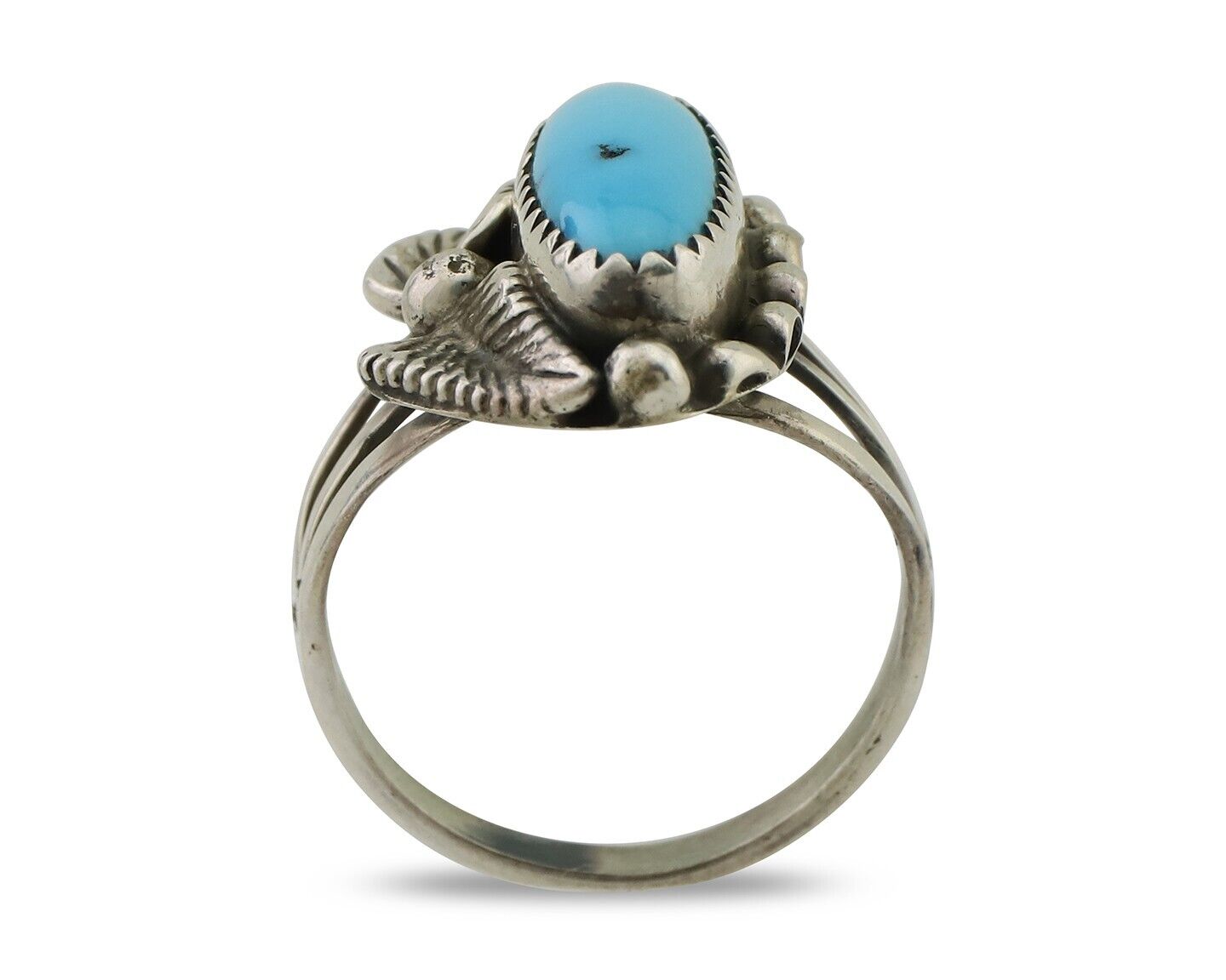 Navajo Ring 925 Silver Kingman Turquoise Artist Signed SC C.80's
