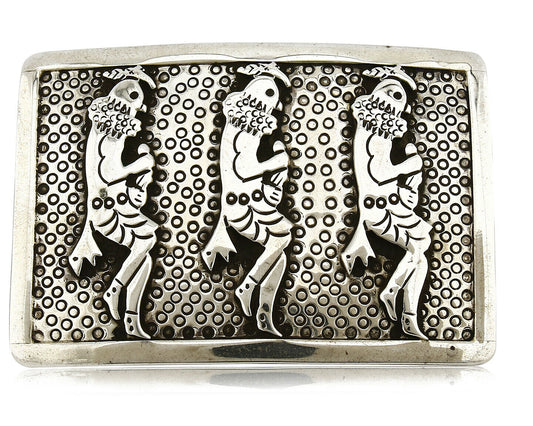 Navajo Belt Buckle .925 SOLID Silver Handmade Artist THJ or FHJ C.80's