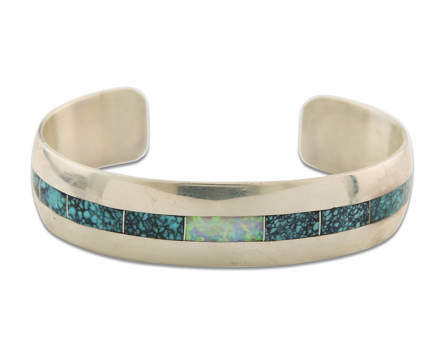 Vintage Navajo Bracelet 925 Silver Authentic Traditional Gemstone Signed BJ