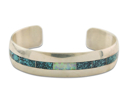 Vintage Navajo Bracelet 925 Silver Authentic Traditional Gemstone Signed BJ