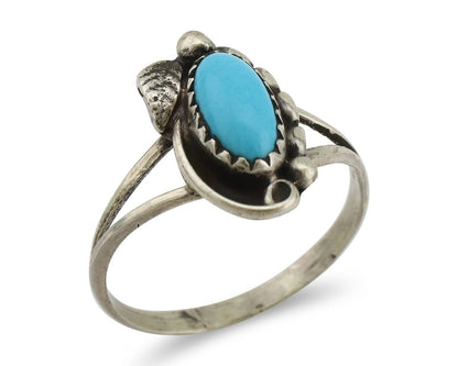 Navajo Ring 925 Silver Sleeping Beauty Turquoise Signed SkyStone Creations C80s