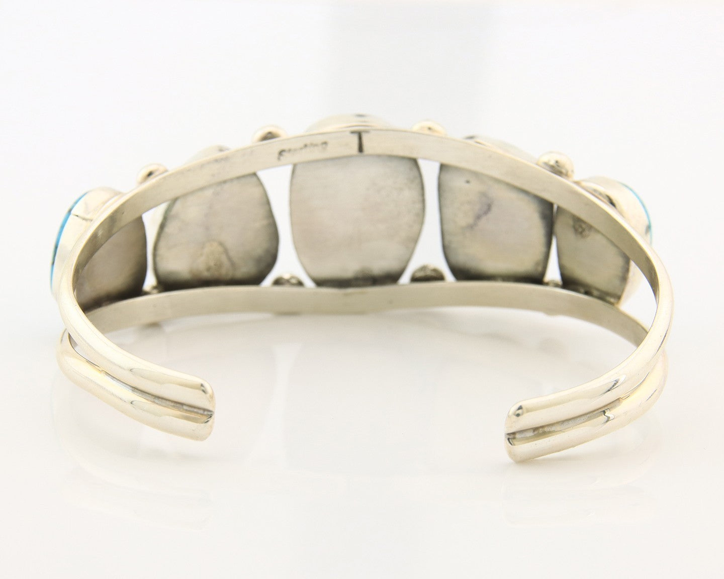Navajo Bracelet Sterling Silver Handmade Turquoise Artist Signed TAHE