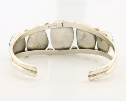 Navajo Bracelet Sterling Silver Handmade Turquoise Artist Signed TAHE